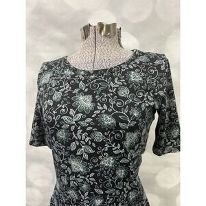 LuLaRoe Dress Size Small Black With Lotus-like‎ Pattern